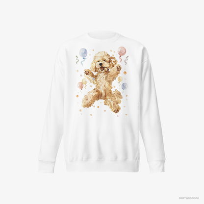 Poodle Jumping with Balloons White Sweatshirt