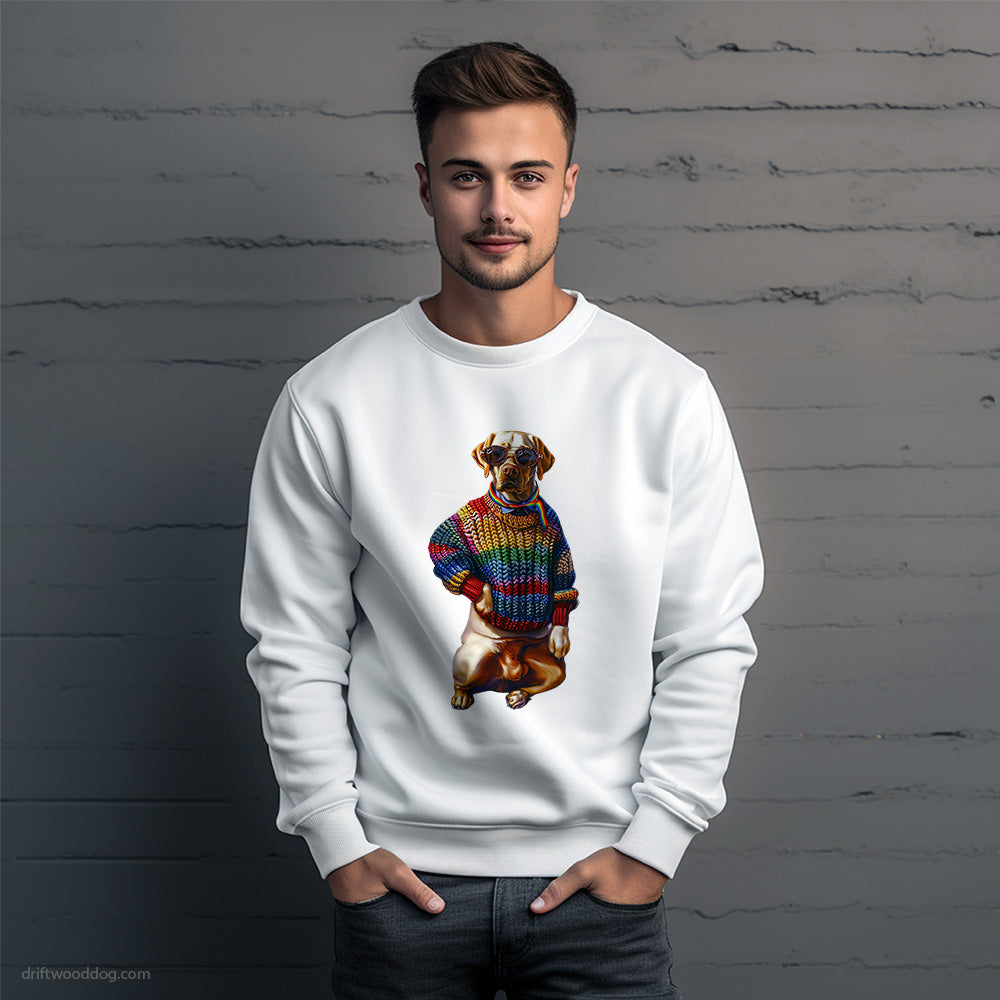 Labrador Retriever Dressed in Rainbow-Themed Outfit Sweatshirt – Unique Dog Sweatshirt for Men