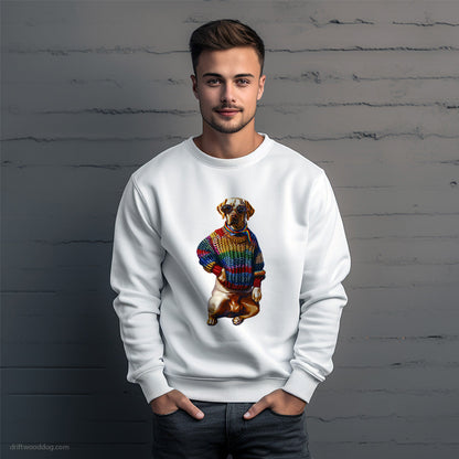 Labrador Retriever Dressed in Rainbow-Themed Outfit Sweatshirt – Unique Dog Sweatshirt for Men