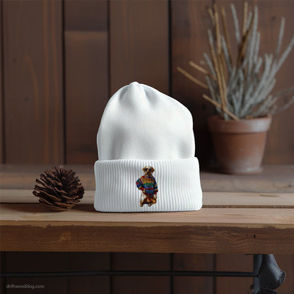 Labrador Retriever Dressed in Rainbow-Themed Outfit Beanie – Dog Prints Beanies for Men and Women