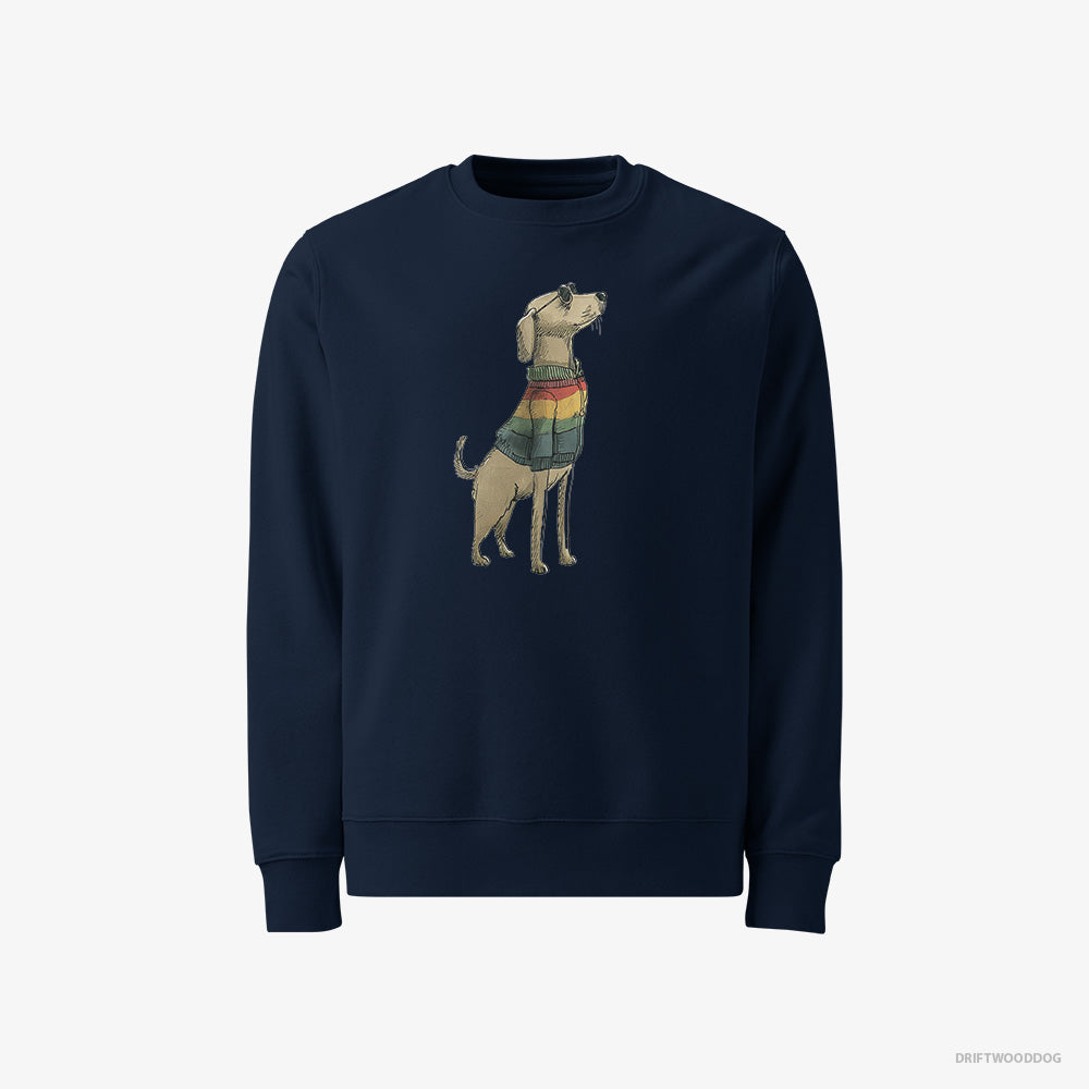 Labrador Retriever Sweatshirt – Men Navy Sweatshirt Classic – All Set for Pride (on White Background)