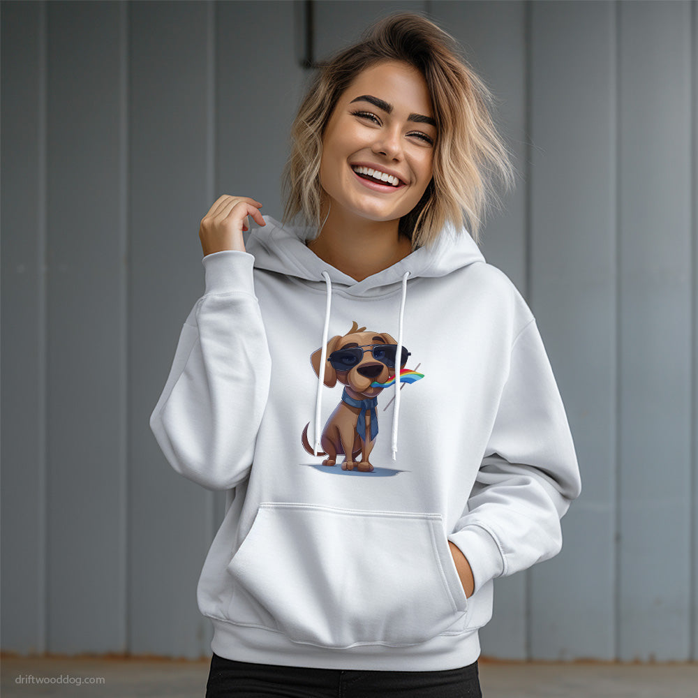 Labrador Retriever with an LGBTQ+ Flag Hoodie – Dog Graphic Hoodie for Women