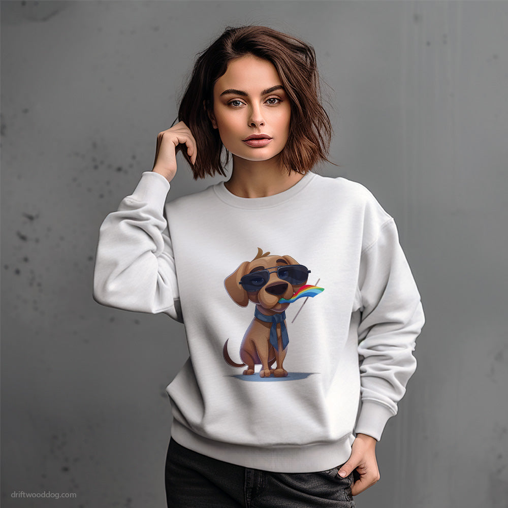 Labrador Retriever with an LGBTQ+ Flag Sweatshirt – Dog-Themed Gifts for Dog Lovers