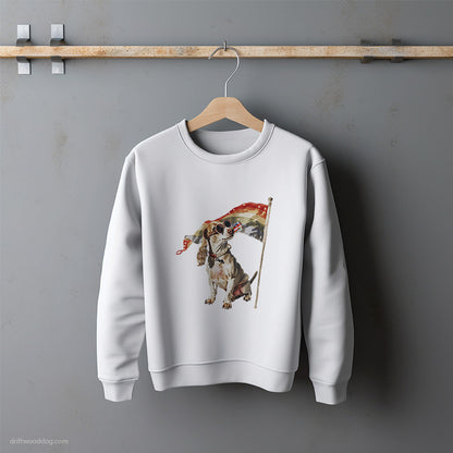 Dachshund Waving LGBTQ+ Flag Sweatshirt – Unisex Sweatshirt for Dog Lovers