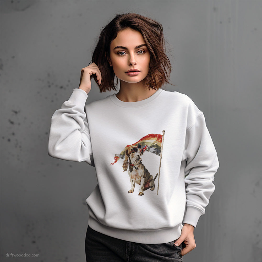 Dachshund Waving LGBTQ+ Flag Sweatshirt – Dog-Themed Gifts for Dog Lovers