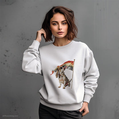 Dachshund Waving LGBTQ+ Flag Sweatshirt – Dog-Themed Gifts for Dog Lovers