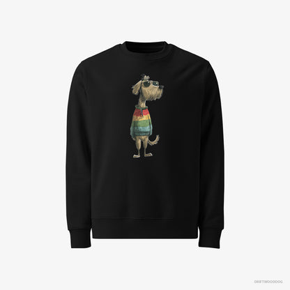 Poodle Sweatshirt – Men Black Sweatshirt Classic – Wearing Rainbow Outfit (on White Background)