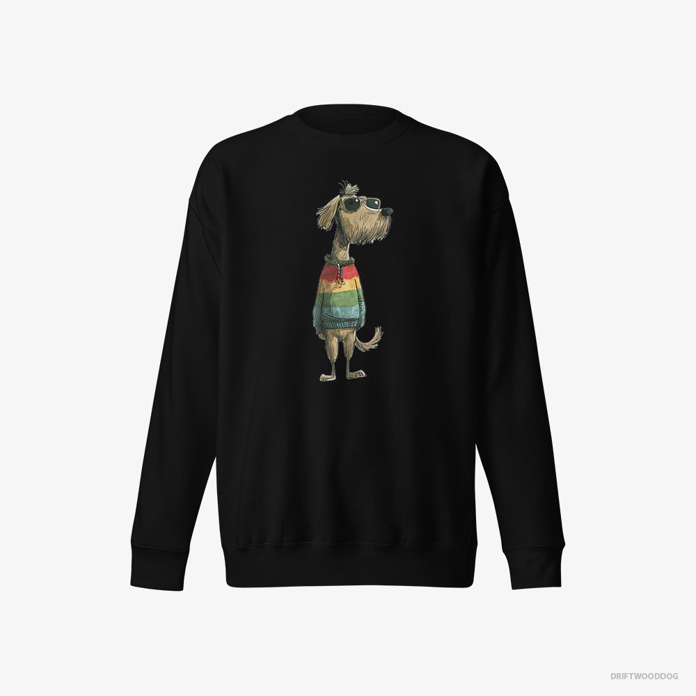 Poodle Sweatshirt – Men Black Sweatshirt Eco-Friendly – Wearing Rainbow Outfit (on White Background)