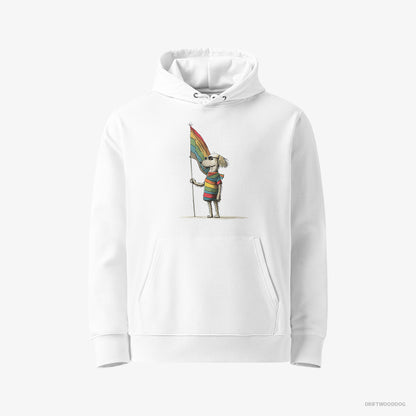 Poodle Hoodie – Men White Hoodie Eco-Friendly – with an LGBTQ+ Flag (on White Background)