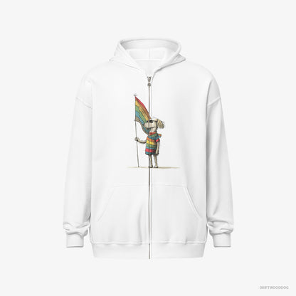 Poodle with an LGBTQ+ Flag White Hoodie