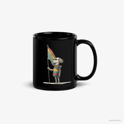 Poodle Mug – Unisex Black Mug Classic – with an LGBTQ+ Flag (on White Background)