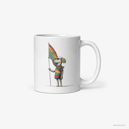 Poodle with an LGBTQ+ Flag White Mug