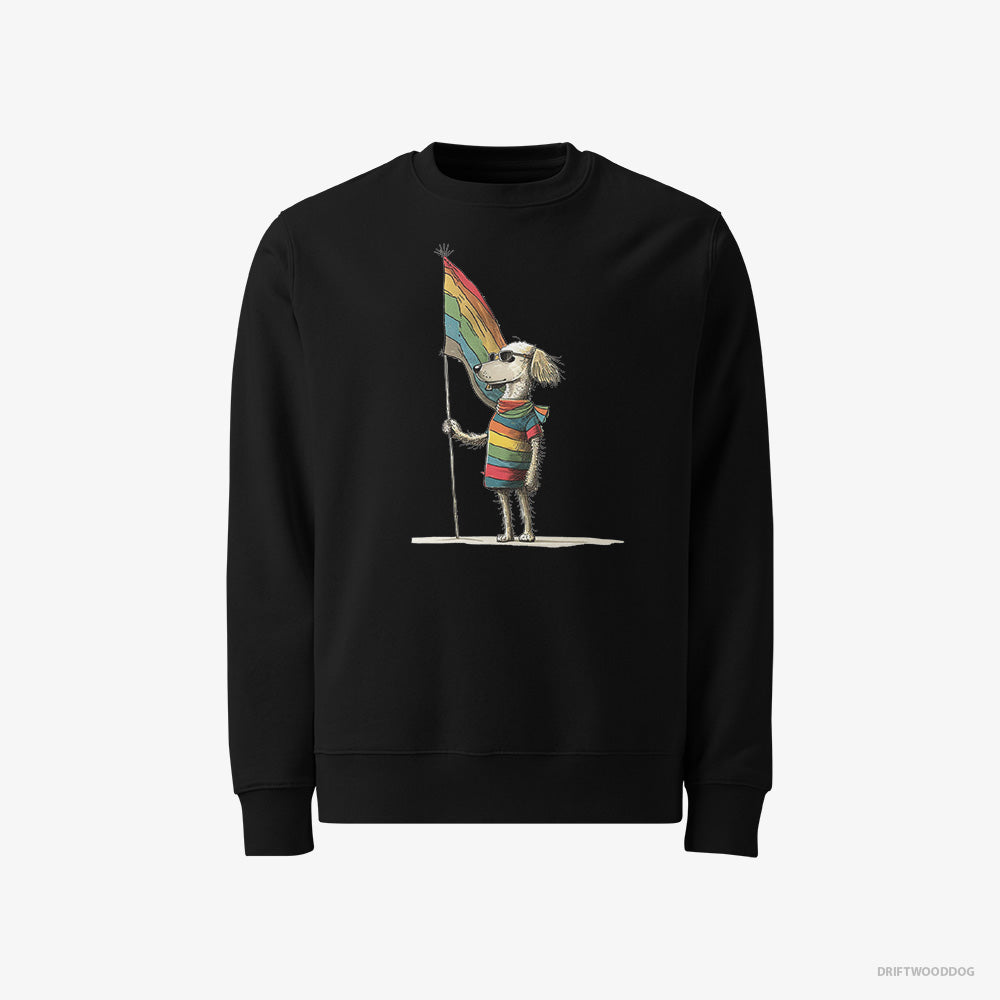 Poodle Sweatshirt – Men Black Sweatshirt Classic – with an LGBTQ+ Flag (on White Background)