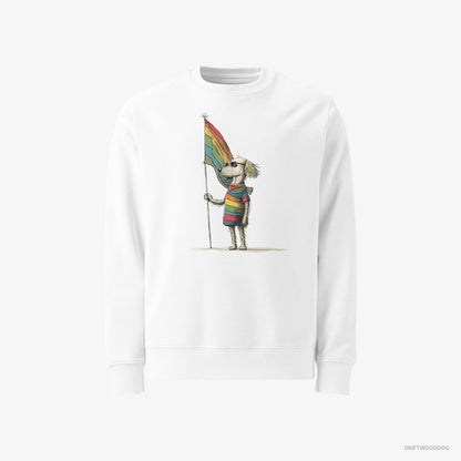 Poodle with an LGBTQ+ Flag White Sweatshirt