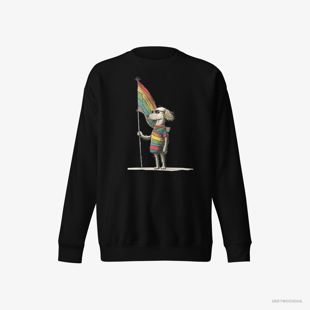 Poodle Sweatshirt – Men Black Sweatshirt Eco-Friendly – with an LGBTQ+ Flag (on White Background)