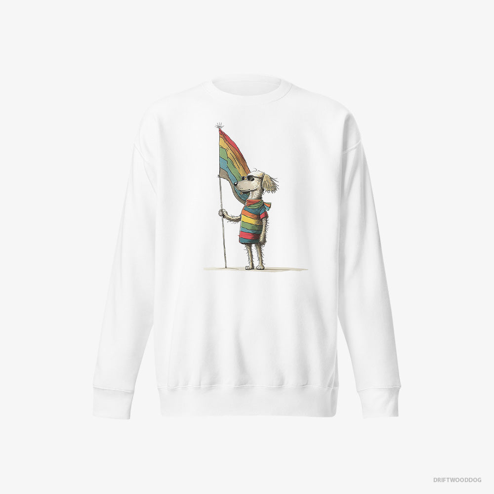 Poodle Sweatshirt – Men White Sweatshirt Eco-Friendly – with an LGBTQ+ Flag (on White Background)