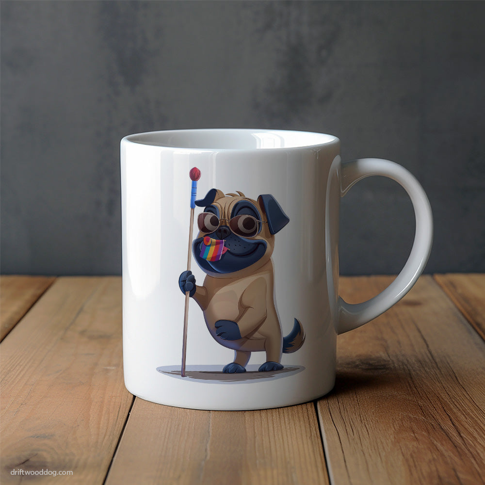 Pug with an LGBTQ+ Flag Mug – Unique Dog Cups | Dog-Themed Mugs