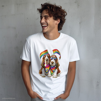 Basset Hound Couple Celebrating Pride T-Shirt – Dog T-Shirt for Men