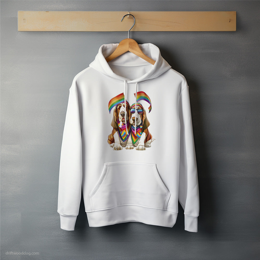 Basset Hound Couple Celebrating Pride Hoodie – Unisex Hoodie for Dog Lovers