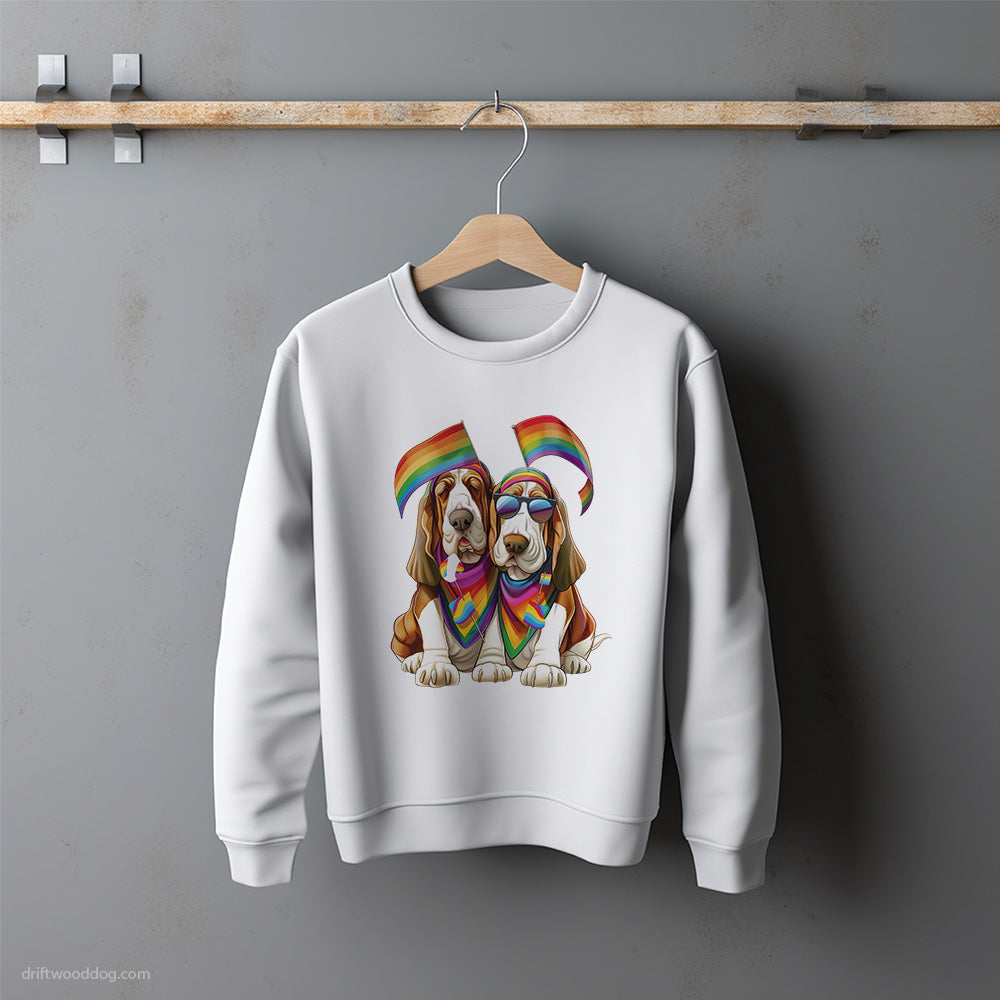 Basset Hound Couple Celebrating Pride Sweatshirt – Unisex Sweatshirt for Dog Lovers