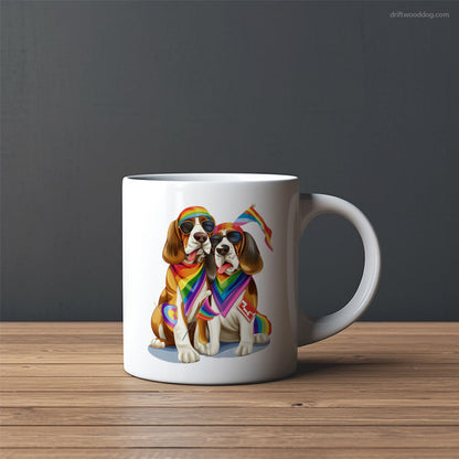 Beagle Couple Enjoying Pride Mug – Custom Dog Mugs | Personalized Pet Mugs