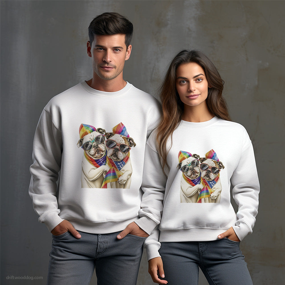 Bulldog Couple Celebrating Pride Sweatshirt – Unisex Sweatshirt for Dog Owners