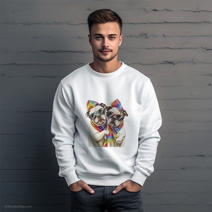 Bulldog Couple Celebrating Pride Sweatshirt – Unique Dog Sweatshirt for Men