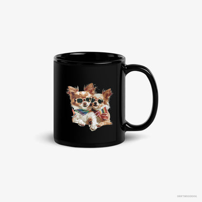 Chihuahua Mug – Unisex Black Mug Classic – Couple Celebrating Pride (on White Background)