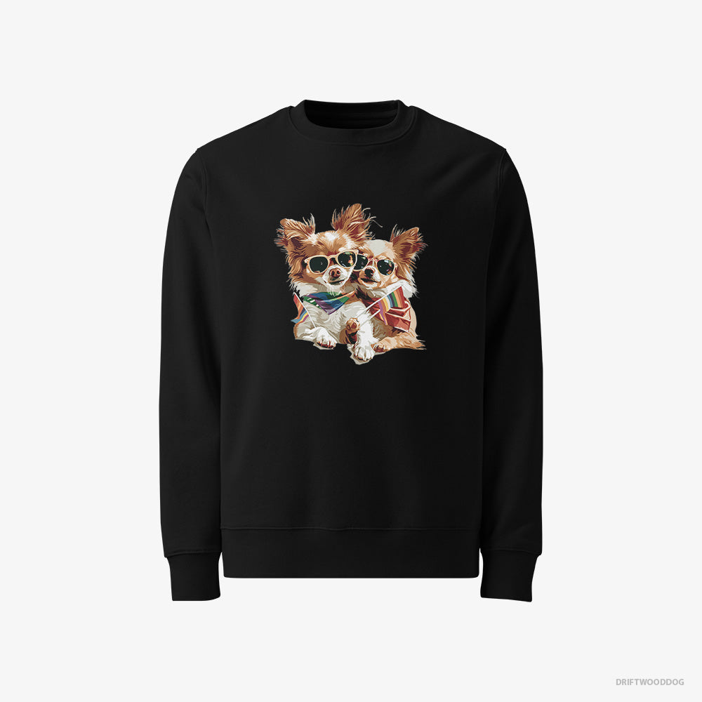 Chihuahua Sweatshirt – Men Black Sweatshirt Classic – Couple Celebrating Pride (on White Background)