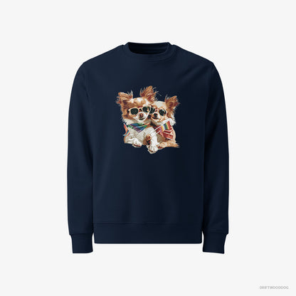 Chihuahua Sweatshirt – Men Navy Sweatshirt Classic – Couple Celebrating Pride (on White Background)