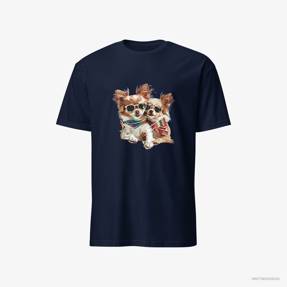 Chihuahua T-Shirt – Men Navy T-Shirt Classic – Couple Celebrating Pride (on White Background)