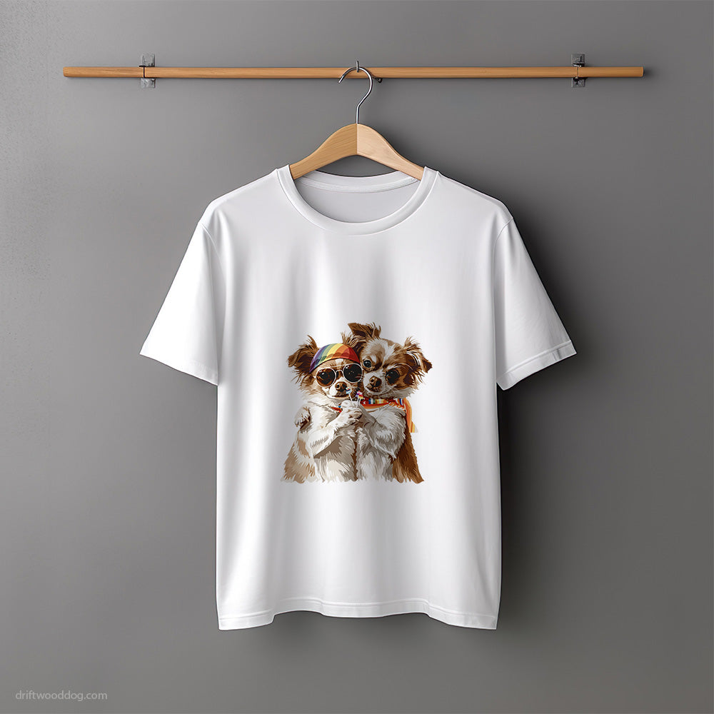 Cute Chihuahua Couple Hugging at Pride T-Shirt – Unisex Tee for Dog Lovers