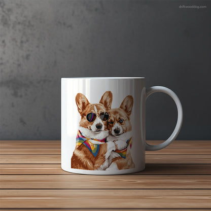 Corgi Couple Hugging on Pride Day Mug – Funny Dog Coffee Mugs | Quirky Canine Drinkware