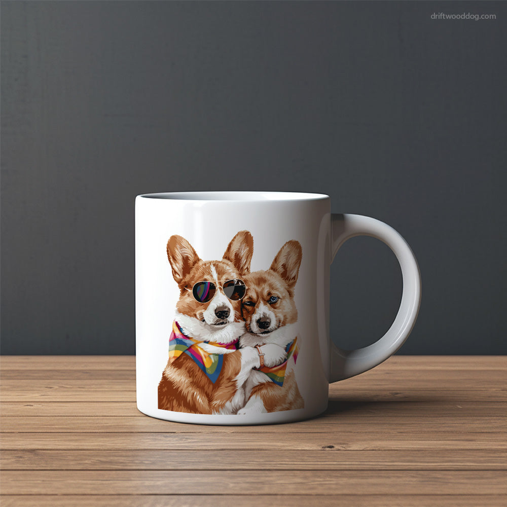 Corgi Couple Hugging on Pride Day Mug – Custom Dog Mugs | Personalized Pet Mugs