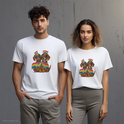 Dachshund Couple Ready for Pride T-Shirt – Unisex T-Shirt for Dog Lovers 