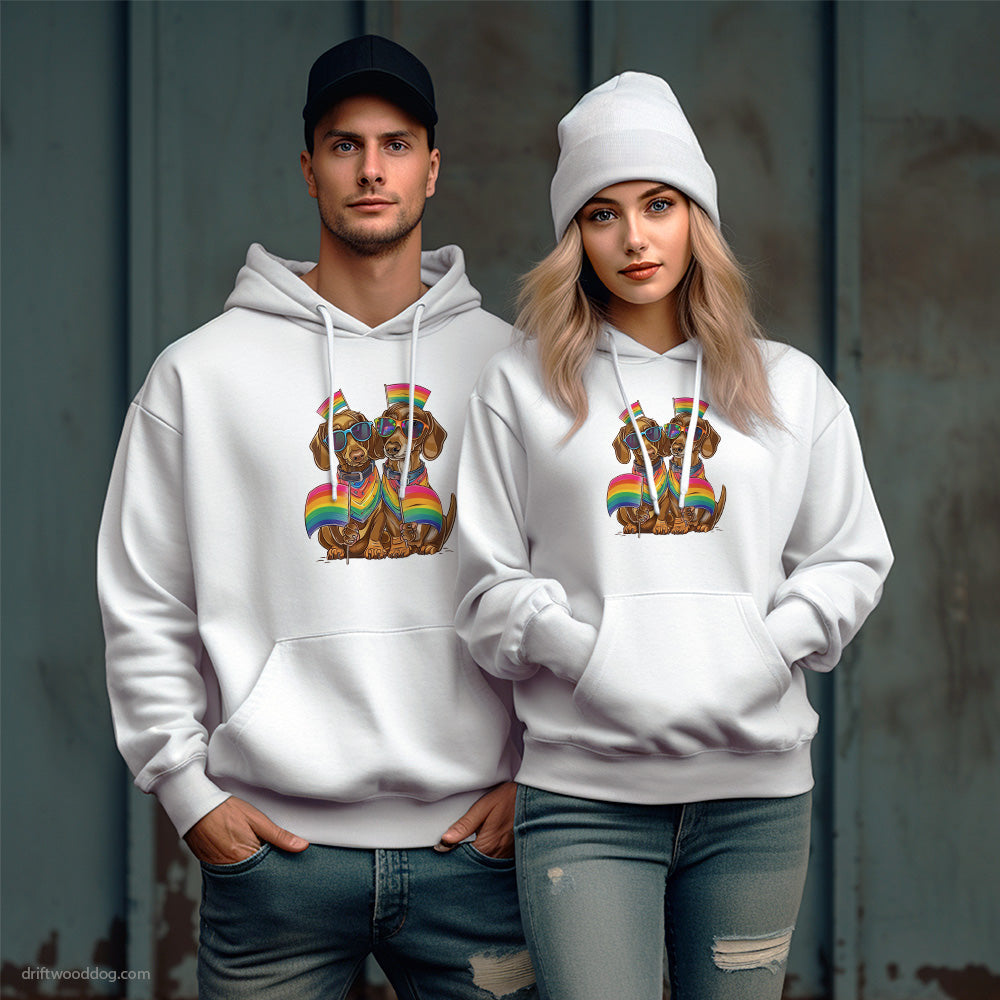 Dachshund Couple Ready for Pride Hoodie – Unique Dog Hoodies for Pet Lovers Gift