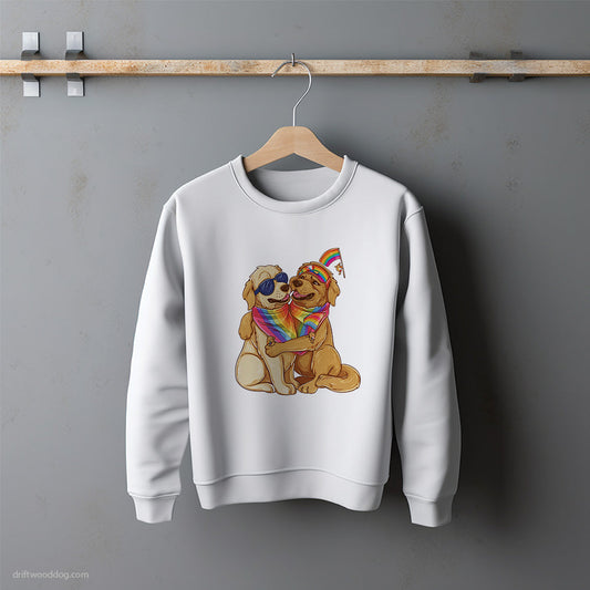 Little Golden Retriever Couple Hugging at Pride Sweatshirt – Unisex Sweatshirt for Dog Lovers