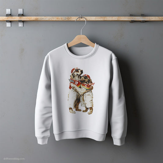 Funny Golden Retriever Couple Hugging on Pride Day Sweatshirt – Unisex Sweatshirt for Dog Lovers