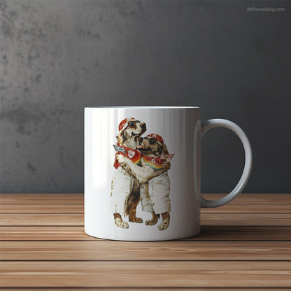 Funny Golden Retriever Couple Hugging on Pride Day Mug – Funny Dog Coffee Mugs | Quirky Canine Drinkware