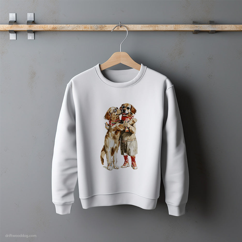 Cute Golden Retriever Couple Hugging at Pride Sweatshirt – Unisex Sweatshirt for Dog Lovers