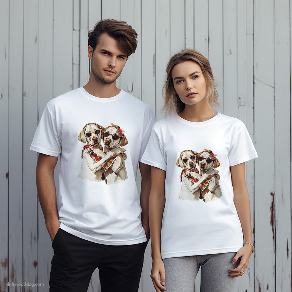 Labrador Retriever Couple Hugging at Pride T-Shirt – Unique Dog T-Shirts for Pet Lovers