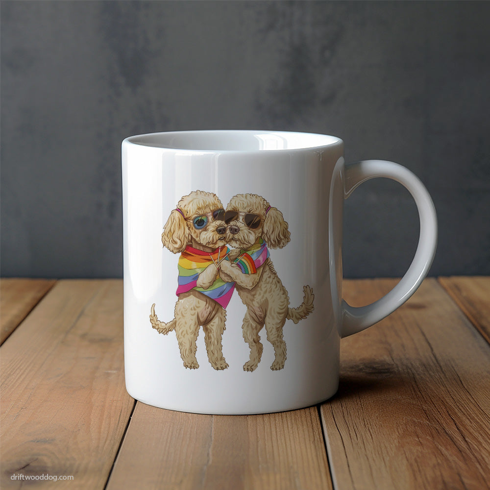 Poodle Couple Hugging on Pride Day Mug – Unique Dog Cups | Dog-Themed Mugs