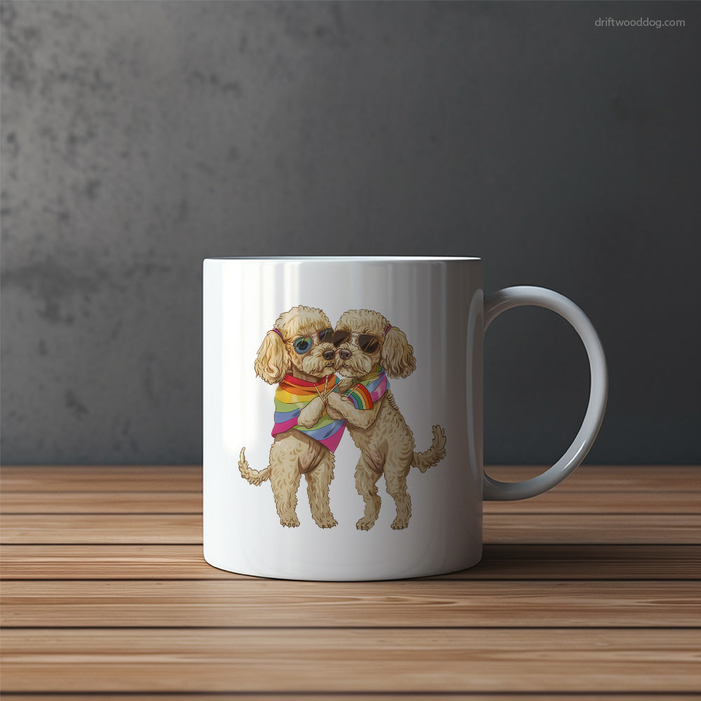 Poodle Couple Hugging on Pride Day Mug – Funny Dog Coffee Mugs | Quirky Canine Drinkware