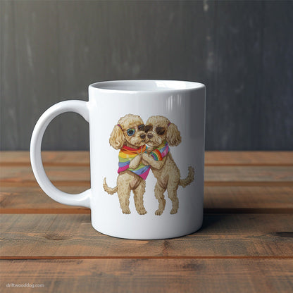 Poodle Couple Hugging on Pride Day Mug – Cute Dog-Themed Mugs | Perfect Gifts for Dog Lovers