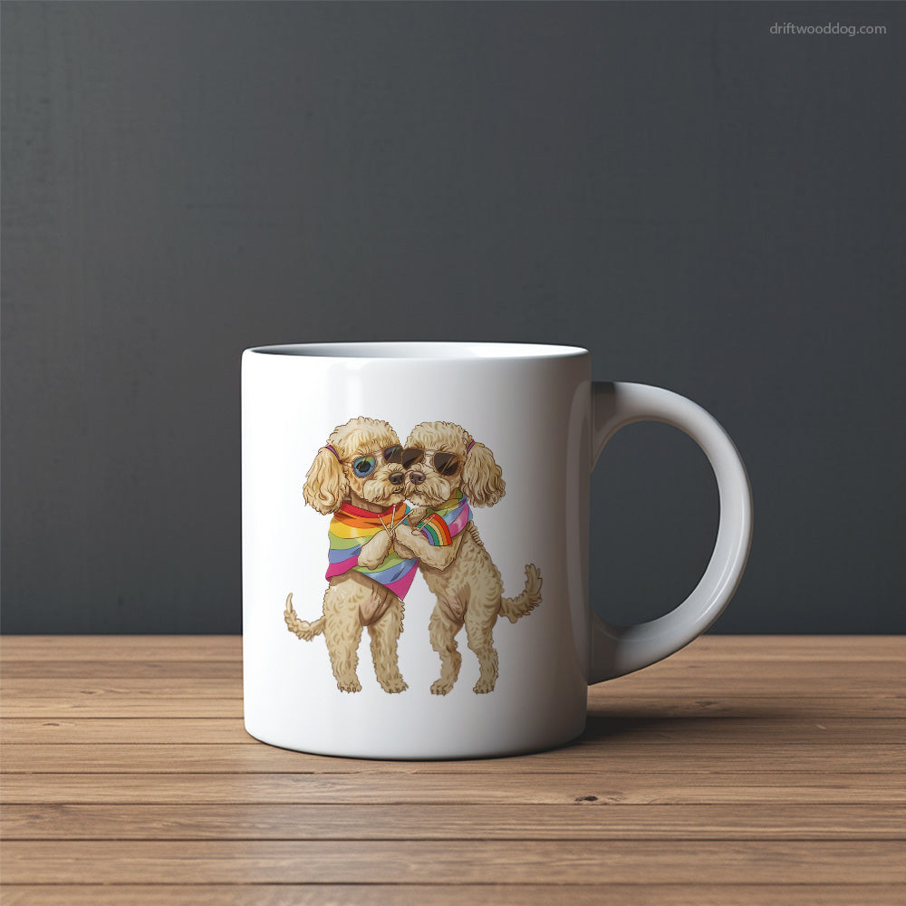 Poodle Couple Hugging on Pride Day Mug – Custom Dog Mugs | Personalized Pet Mugs