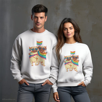 Pug Couple Enjoying Pride Sweatshirt – Unisex Sweatshirt for Dog Owners