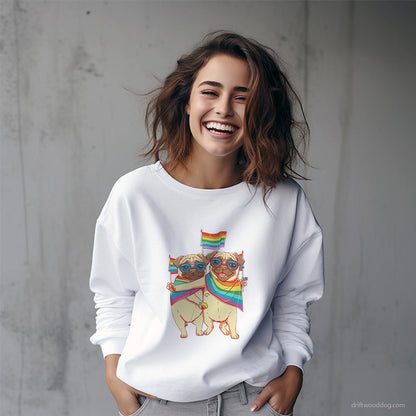 Pug Couple Enjoying Pride Sweatshirt – Custom Dog Sweatshirt for Women