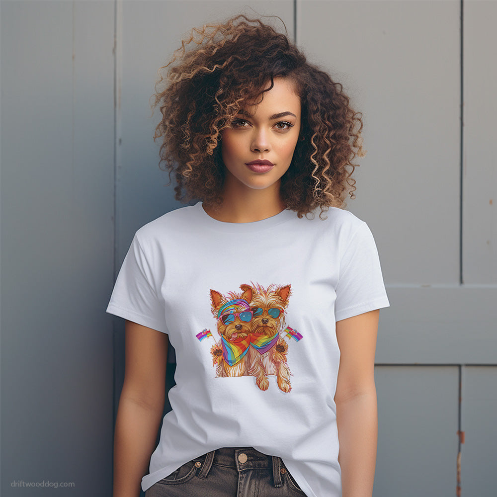 Yorkshire Terrier Couple Celebrating Pride T-Shirt – Dog T-Shirt for Women