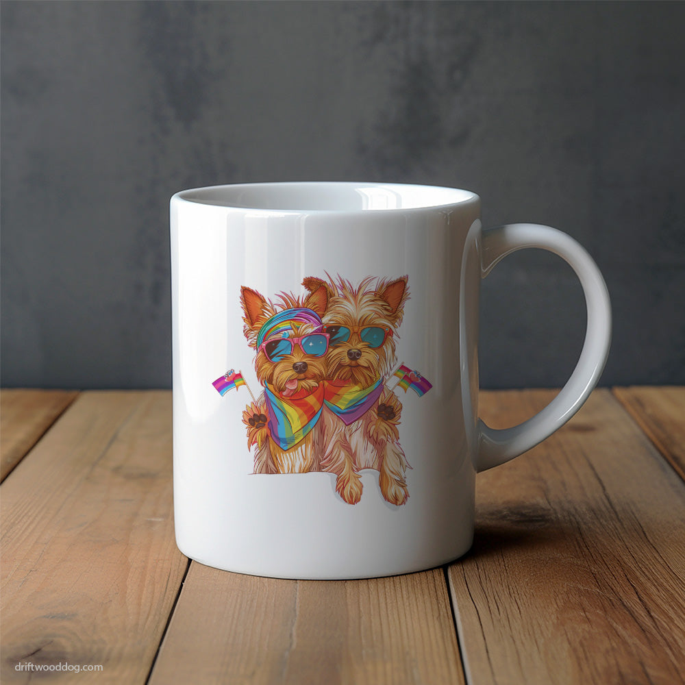 Yorkshire Terrier Couple Celebrating Pride Mug – Unique Dog Cups | Dog-Themed Mugs