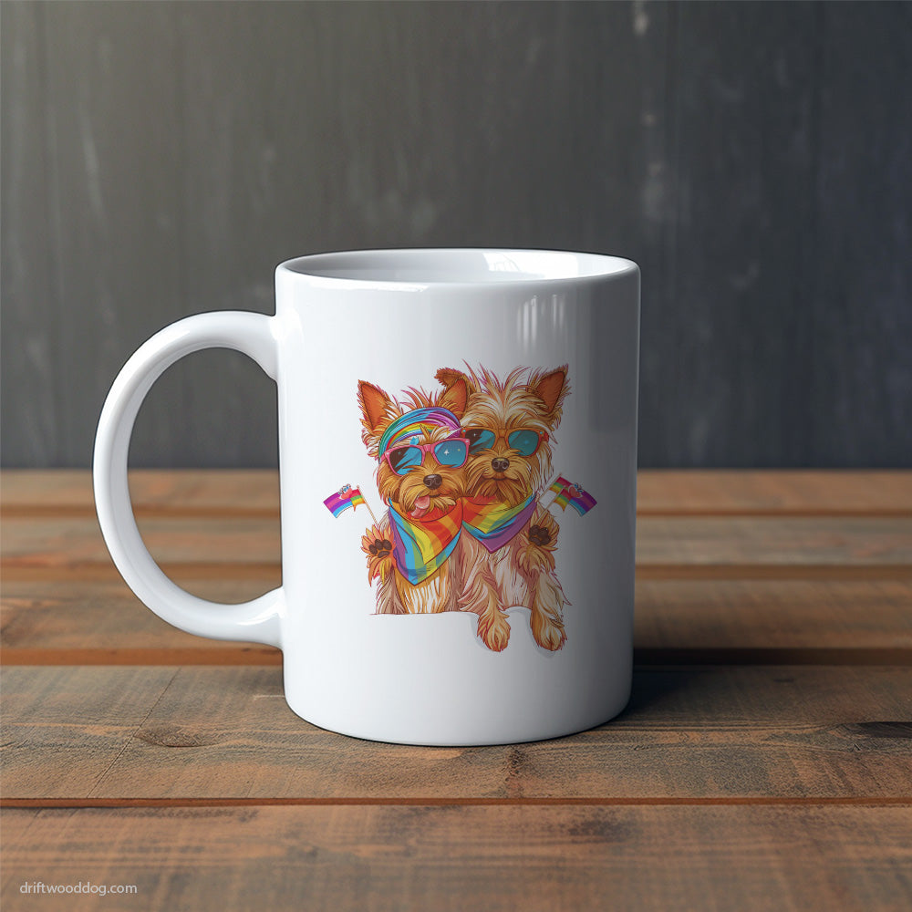 Yorkshire Terrier Couple Celebrating Pride Mug – Cute Dog-Themed Mugs | Perfect Gifts for Dog Lovers